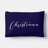 Personalisierte elegante Script Typografie Navy Bl Zubehörtasche (Vorderseite)