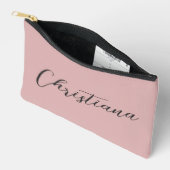 Personalisierte elegante Script Typografie Pink Zubehörtasche (Offen)