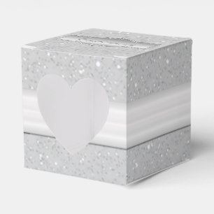 Personalisierte elegante silberne funkelnde Herzsc Geschenkschachtel