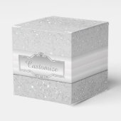Personalisierte Elegante Silver Sparkle Cube Favor Geschenkschachtel (Vorderseite)