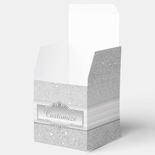 Personalisierte Elegante Silver Sparkle Cube Favor Geschenkschachtel (Geöffnet)