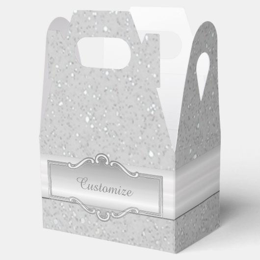 Personalisierte elegante Silver Sparkle Gable Box Geschenkschachtel (Geöffnet)