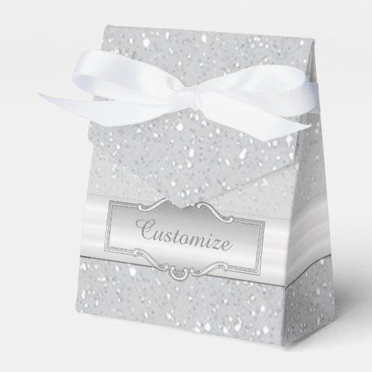 Personalisierte Elegante Silver Sparkle Gefallen B Geschenkschachtel (Vorderseite)