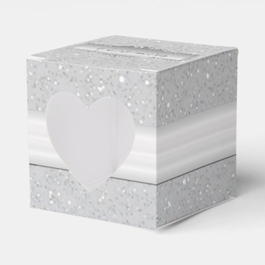 Personalisierte Elegante Silver Sparkle Herz Box Geschenkschachtel (Vorderseite)