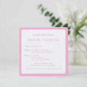 Personalisierte Elegante Simple Pink Geburtstagspa Einladung (Stehend Vorderseite)