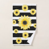 Personalisierte Elegante Sonnenblume auf Schwarz u Badhandtuch Set (Handtuch)