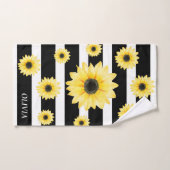 Personalisierte Elegante Sonnenblume auf Schwarz u Badhandtuch Set (Handtuch)
