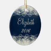 Personalisierte Elegante Spitzen und Perlen Keramik Ornament (Rechts)