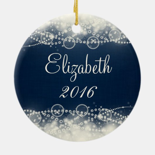 Personalisierte Elegante Spitzen und Perlen Keramik Ornament (Hinten)