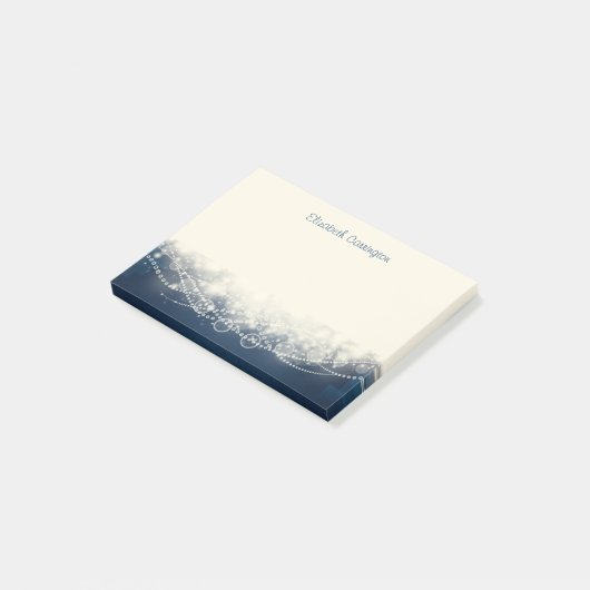 Personalisierte Elegante Spitzen und Perlen Post-it Klebezettel (angewinkelt)