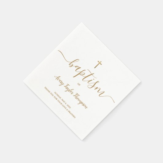 Personalisierte elegante Taufe des White Cross Serviette (Ecke)