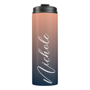 Personalisierte elegante Typografie blaue Korallen Thermosbecher