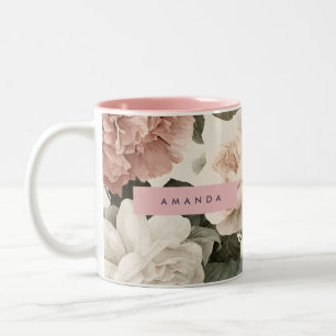 Personalisierte elegante viktorianische Rosen in r Zweifarbige Tasse