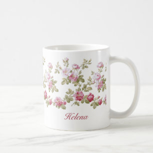 Personalisierte elegante Vintage-Rosa-Rosen-Rand Kaffeetasse