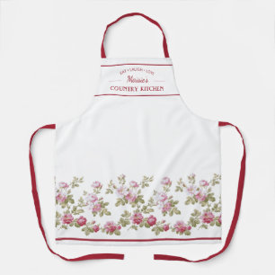 Personalisierte elegante Vintage-Rosa-Rosen-Randge Schürze