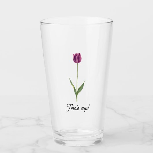 Personalisierte elegante violette Tulpe Glas (Vorderseite)