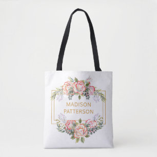 Personalisierte elegante Wasserfarbe Blumen Mädche Tasche