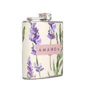 Personalisierte Elegante Wasserfarbe Lavendel Flachmann (Rechts)