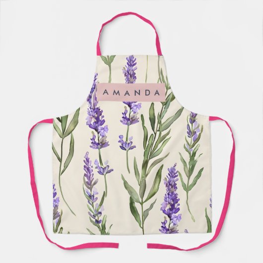 Personalisierte Elegante Wasserfarbe Lavendel Schürze (Vorderseite)