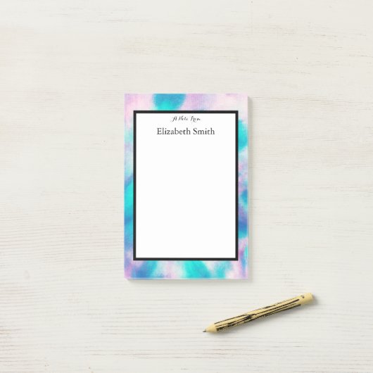 Personalisierte elegante Wasserfarben Postit Notes Post-it Klebezettel (Auf Schreibtisch)