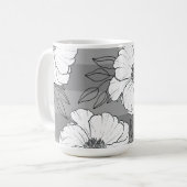 Personalisierte elegante weiße Blumen auf Grau  Kaffeetasse (Vorderseite Links)