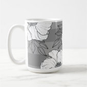 Personalisierte elegante weiße Blumen auf Grau  Kaffeetasse (Links)