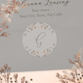 Personalisierte elegante Wildblume Hochzeitsumgebu Runder Aufkleber