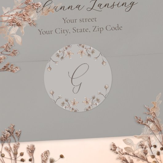 Personalisierte elegante Wildblume Hochzeitsumgebu Runder Aufkleber
