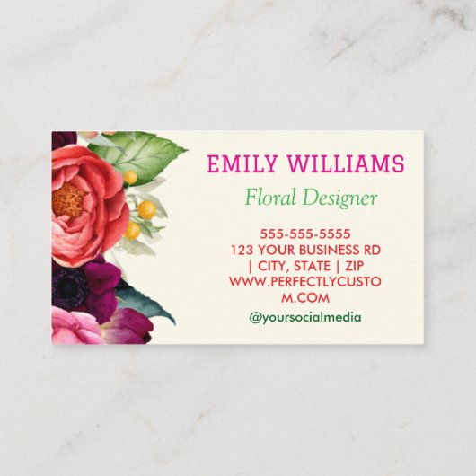 Personalisierte Elegante Wildblume Visitenkarte (Rückseite)