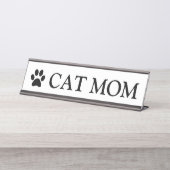 Personalisierte Eleganz: Cat-Mama Schreibtischnamensplakette (Vorderseite )