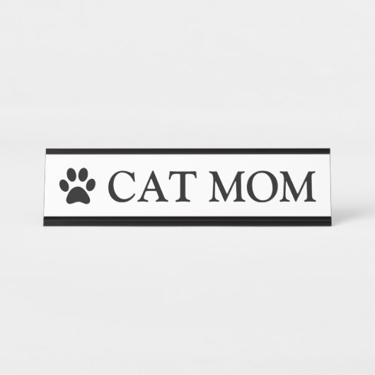 Personalisierte Eleganz: Cat-Mama Schreibtischnamensplakette (Vorderseite )