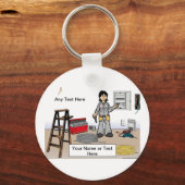Personalisierte Elektrikerin - Cartoon Schlüsselanhänger (Vorderseite)