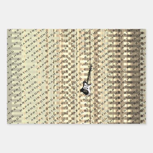 Personalisierte elektrische Gitarre Moderner Name  Geschenkpapier Set (Vorderseite 3)