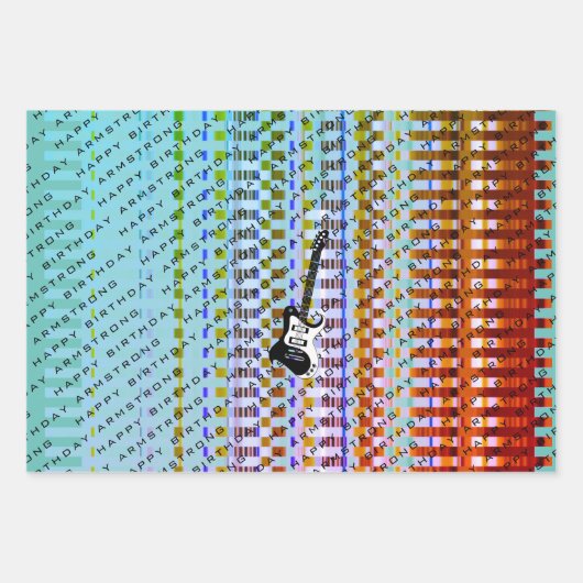 Personalisierte elektrische Gitarre Moderner Name  Geschenkpapier Set (Vorderseite 2)