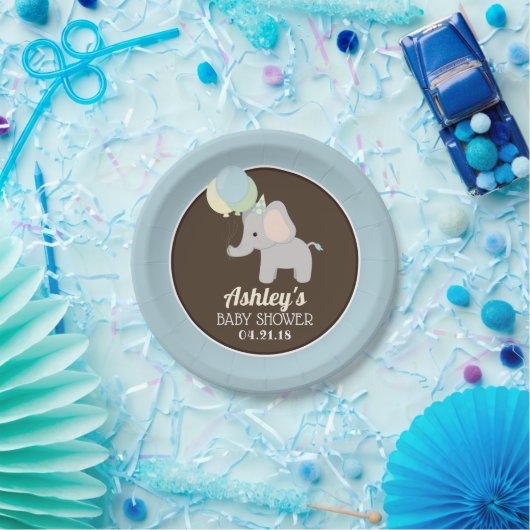 Personalisierte Elephant Baby Duschpapier-Teller Pappteller (Party)