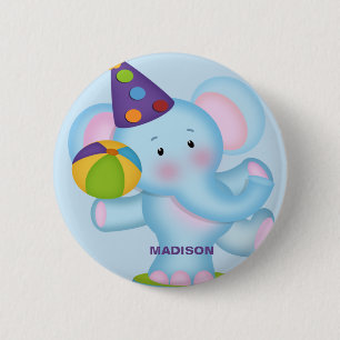 Personalisierte Elephant Birthday Button