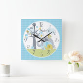 Personalisierte Elephant Liebe Elephant Kinderzimm Quadratische Wanduhr (Zuhause)
