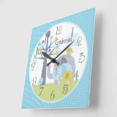 Personalisierte Elephant Liebe Elephant Kinderzimm Quadratische Wanduhr (Winkel)