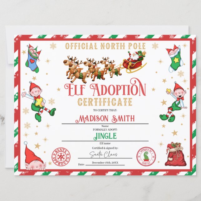 Personalisierte Elf-Adoptionsurkunde (Vorderseite)