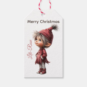 Personalisierte Elf-Geschenkanhänger Nordpol Wei Geschenkanhänger