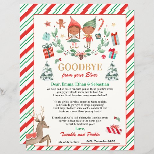 Personalisierte Elfen Auf Wiedersehen Brief Elf We (Vorne/Hinten)