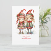 Personalisierte Elfen Elf Weihnachtskarte Feiertagskarte (Stehend Vorderseite)
