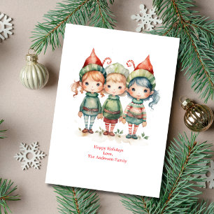 Personalisierte Elfen-Weihnachtskarte Feiertagskarte