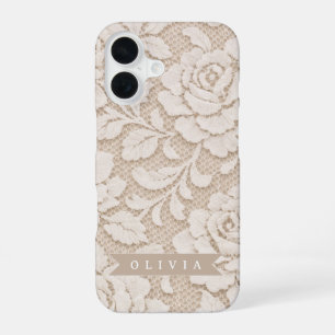 Personalisierte Elfenbein-Spitze Brautkleid Elegan iPhone 16 Hülle