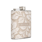 Personalisierte Elfenbein-Spitze Brautmode Elegant Flachmann (Rechts)