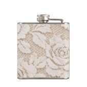 Personalisierte Elfenbein-Spitze Brautmode Elegant Flachmann (Rückseite)