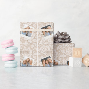 Personalisierte Elfenbein-Spitze Brautmode Elegant Geschenkpapier