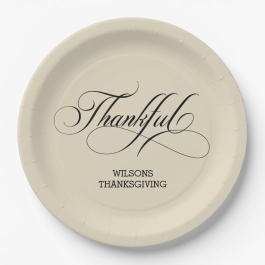 Personalisierte Elfenbeinstylische Kalligrafie Dan Pappteller (Vorderseite)