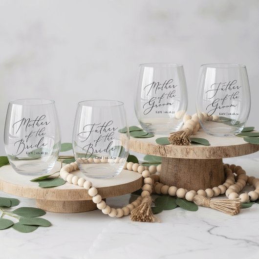 Personalisierte Eltern der Braut- und Groomehe Weinglas Ohne Stiel