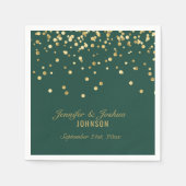 Personalisierte EMERALD Green Gold Confetti Weddin Serviette (Vorderseite)